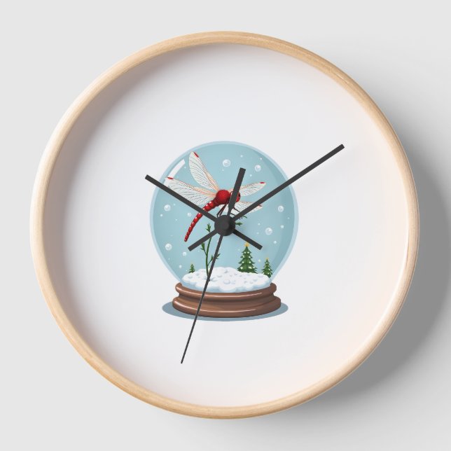 Snow Globe Dragonfly Uhr (Vorderseite)