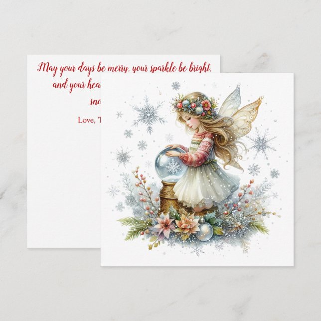 Snow Globe Fairy Holiday Card (Vorne/Hinten)