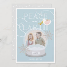 Snow Globe Foto Blue Christmas Card