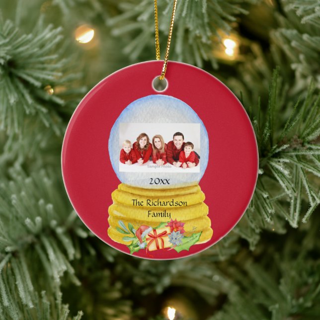 Snow Globe Foto Personalisiert Keramik Ornament (Baum)