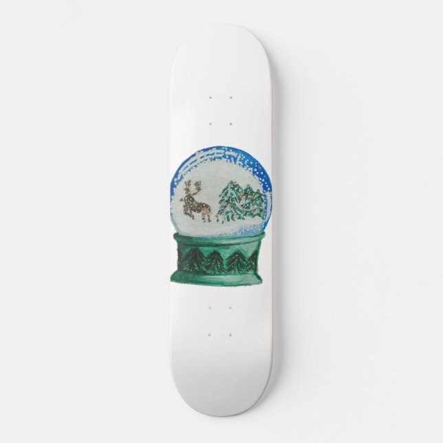 Snow Globe Glass Ball Winter Wonderland Christmas Skateboard (Vorderseite)