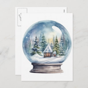 Snow Globe Glass Ball Winter Wunderland Weihnachte Feiertagspostkarte