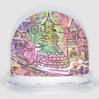 Snow Globe HAND DRAWN CHRISTMAS SCENE Schneekugeln