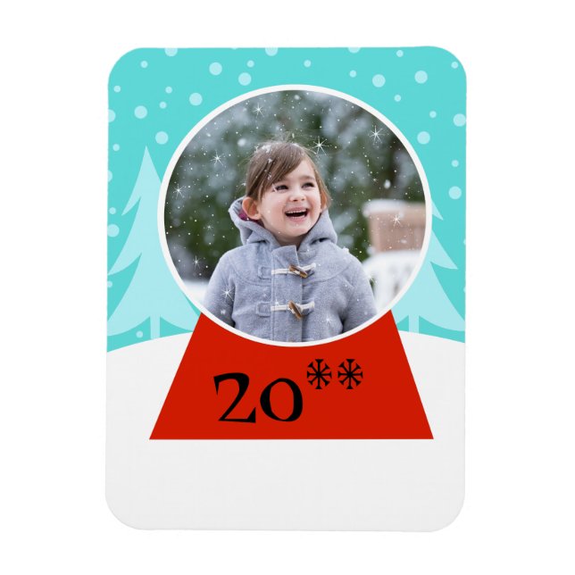 Snow Globe Holiday Flexible Foto Magnet (Vertikal)