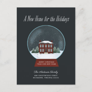 Snow Globe Holiday Moving Announcement Postcard Feiertagspostkarte