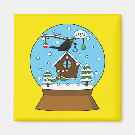 Snow Globe mit Blackbird singen Magnet