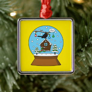 Snow Globe mit Blackbird singen Ornament Aus Metall