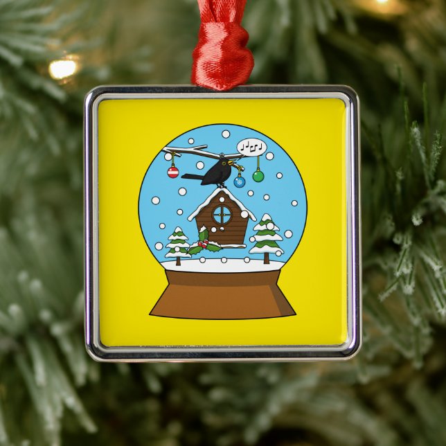 Snow Globe mit Blackbird singen Ornament Aus Metall (Baum)