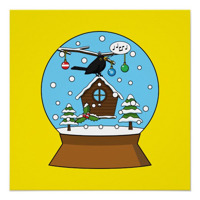 Snow Globe mit Blackbird singen Poster (Vorderseite)