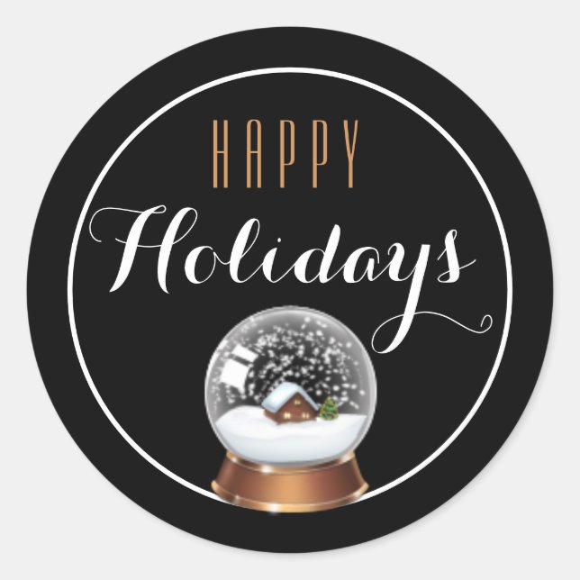 Snow Globe mit House Happy Holiday Sticker (Vorderseite)