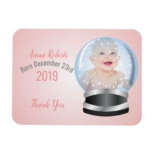 Snow Globe Pink Girl vielen Dank Magnet