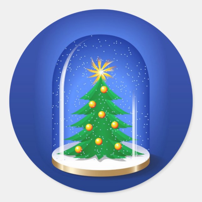 Snow Globe Runder Aufkleber (Vorderseite)