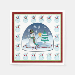 Snow Globe Snowman Merry Christmas Napkins Serviette