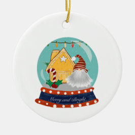Snow Globe Weihnachts-Lebkuchen Haus mit Santa Keramik Ornament