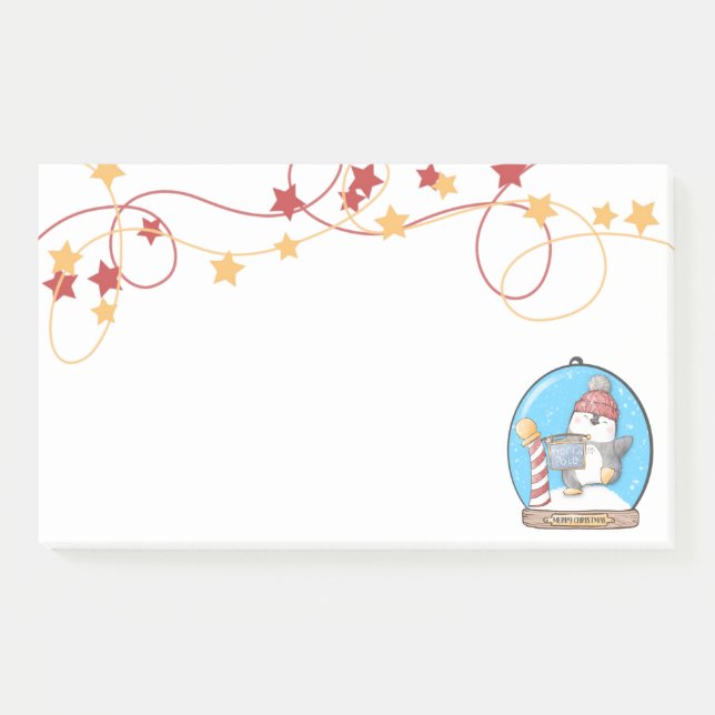 Snow Globe Weihnachts-Pinguin Post-It-Notes Post-it Klebezettel (Vorderseite)