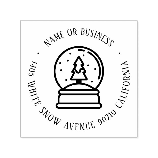 Snow Globe Weihnachtsbriefe Name und Rücksendeadre Permastempel (Design)