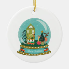 Snow Globe Weihnachtsdorf mit Weihnachtsmann Keramik Ornament