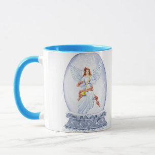 Snow globe with angel illustration tasse