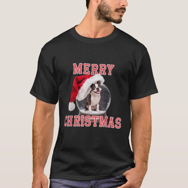 Snow Globe Xmas French Bulldog Christmas  T-Shirt (Vorderseite)