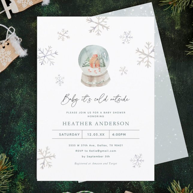 Snow Globes Winter Wonderland Winter Baby Dusche Einladung (Von Creator hochgeladen)