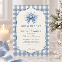 Snow in Love Floral Gingham Brautparty-Einladung