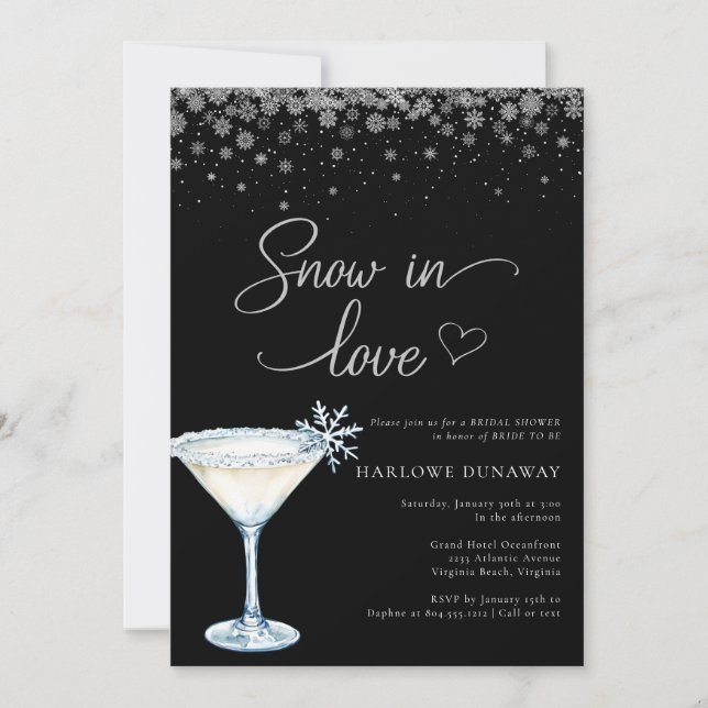 Snow in Love Modern Snowflake Bridal Shower  Einladung (Vorderseite)