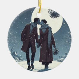 Snow Kiss Couple Keramik Ornament