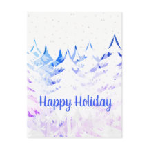 Snow Laden Weihnachtsbaumen Blau Lila & Weiß