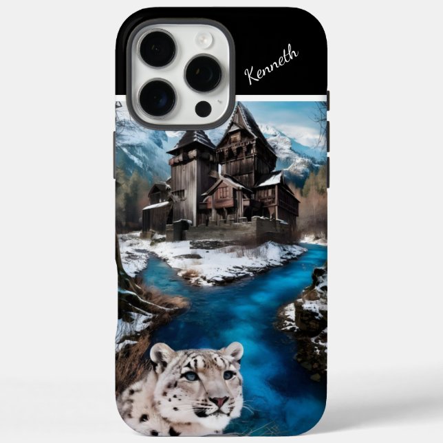 Snow Leopard am Blauen Fluss Case-Mate iPhone Hülle (Rückseite)