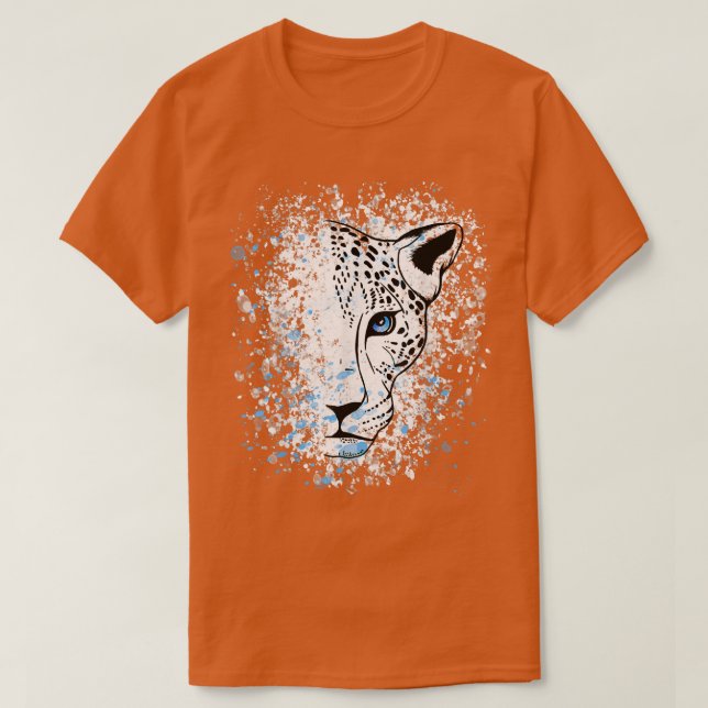 Snow Leopard Blue Eyes Leopard Cool738 T-Shirt (Design vorne)