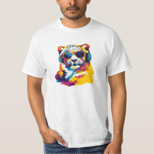Snow Leopard Brillen Illustration Wasserfarben Kun T-Shirt