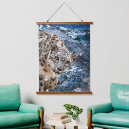 SNOW LEOPARD CLOUD WALKER WANDTEPPICH MIT HOLZRAHMEN