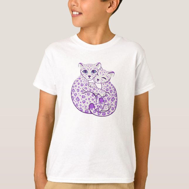 Snow Leopard Cubs Cuddling Art T-Shirt (Vorderseite)