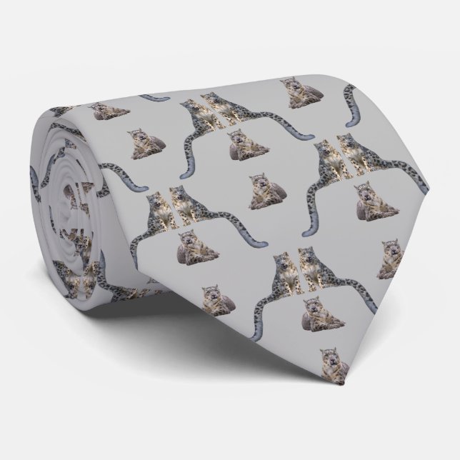 Snow Leopard Frenzy Krawatte Doppelseitendruck (gr (Gerollt)