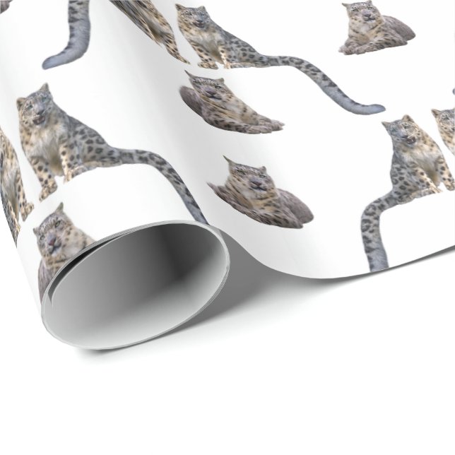 Snow Leopard Frenzy Wrapping Paper (Farbe wählen) Geschenkpapier (Rolleneckpunkt)