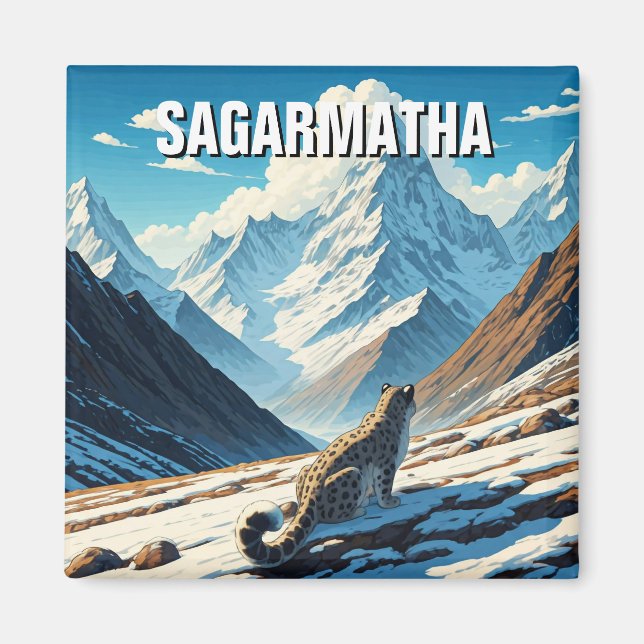 Snow Leopard im Nationalpark Sagarmatha Nepal Magnet (Vorne)