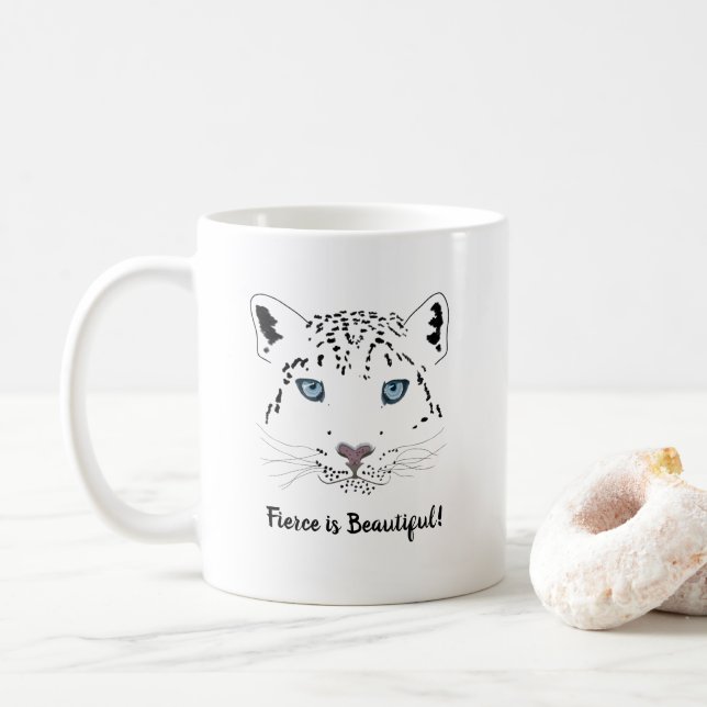 Snow Leopard Modern Zeichnend Fierce ist schön Kaffeetasse (Mit Donut)