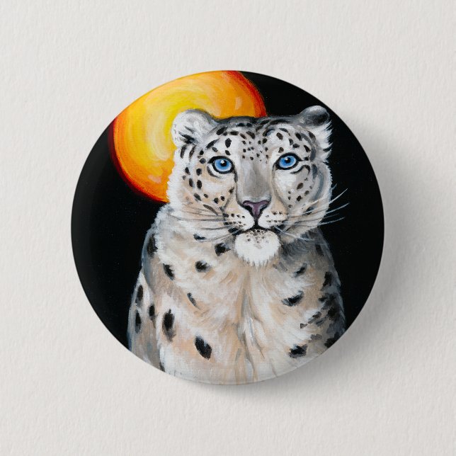 Snow Leopard Moon Button (Vorderseite)