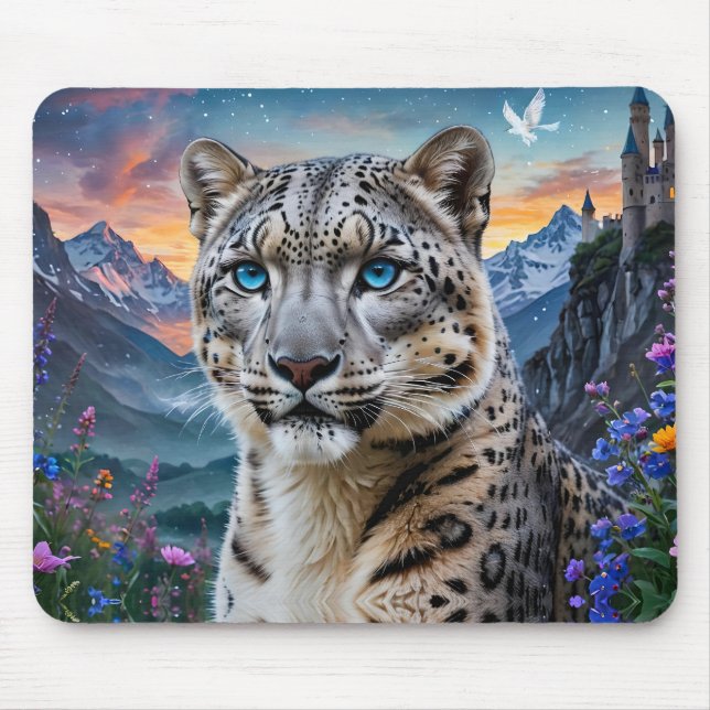 Snow Leopard Mountain Valley Sunset Mousepad (Vorne)