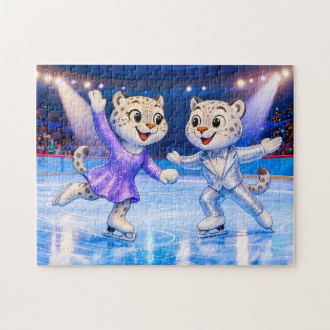 Snow Leopard Pair Performing Ice Dance Routine in  Puzzle (Horizontal)