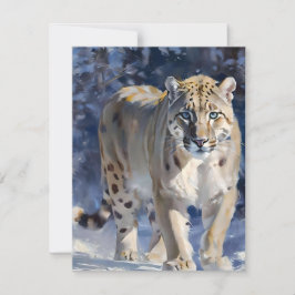 Snow Leopard Studie D - Öle Feiertagskarte