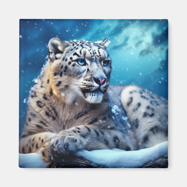 Snow Leopard Tierwelt Wilderes Meer Magnet (Vorne)