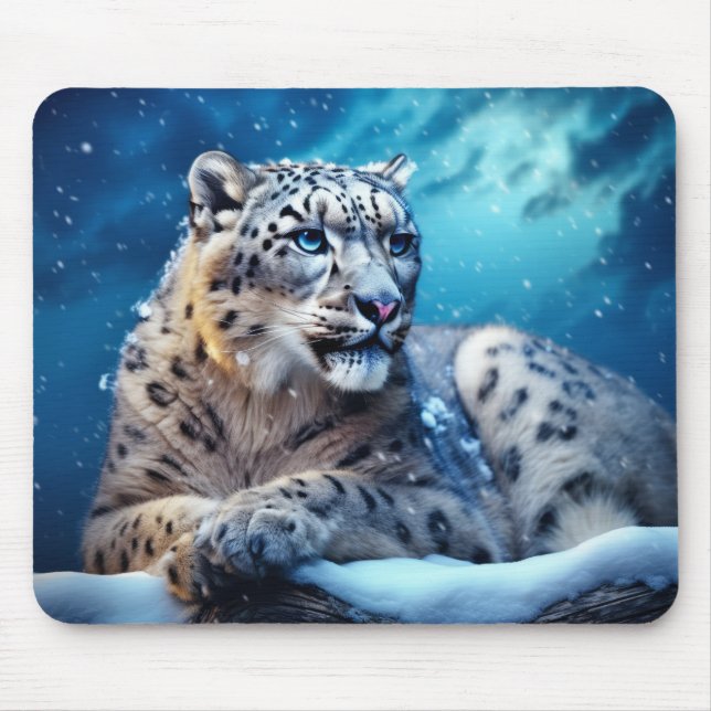 Snow Leopard Tierwelt Wilderes Meer Mousepad (Vorne)