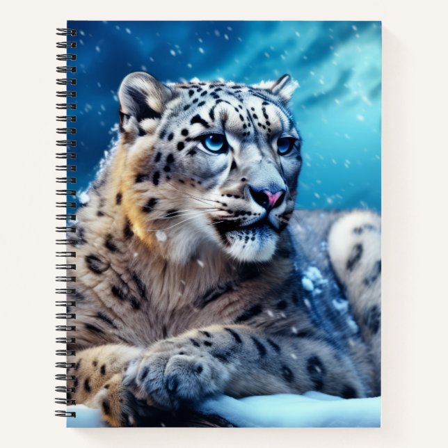 Snow Leopard Tierwelt Wilderes Meer Notizbuch (Vorderseite)