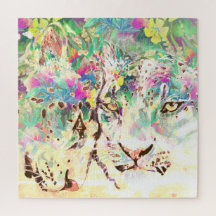 Snow Leopard tropische Blume Hawaiianische Tiere