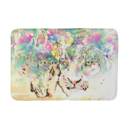 Snow leopard tropische Blume Hawaiianisches Tier Badematte