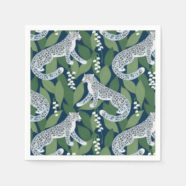 Snow Leopard und Lily of the Valley Serviette (Vorderseite)