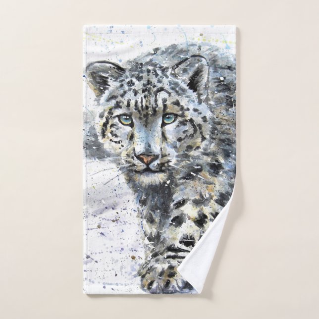 Snow Leopard Wasserfarbe Handtuch (Handtuch)