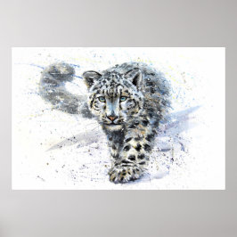 Snow Leopard Wasserfarbe Poster