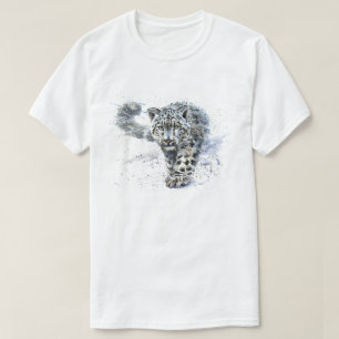 Snow Leopard Wasserfarbe T-Shirt